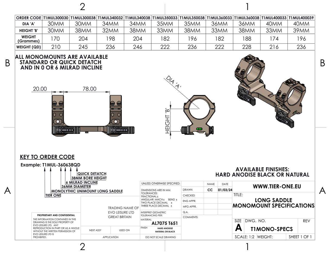 Monomount - Long Saddle